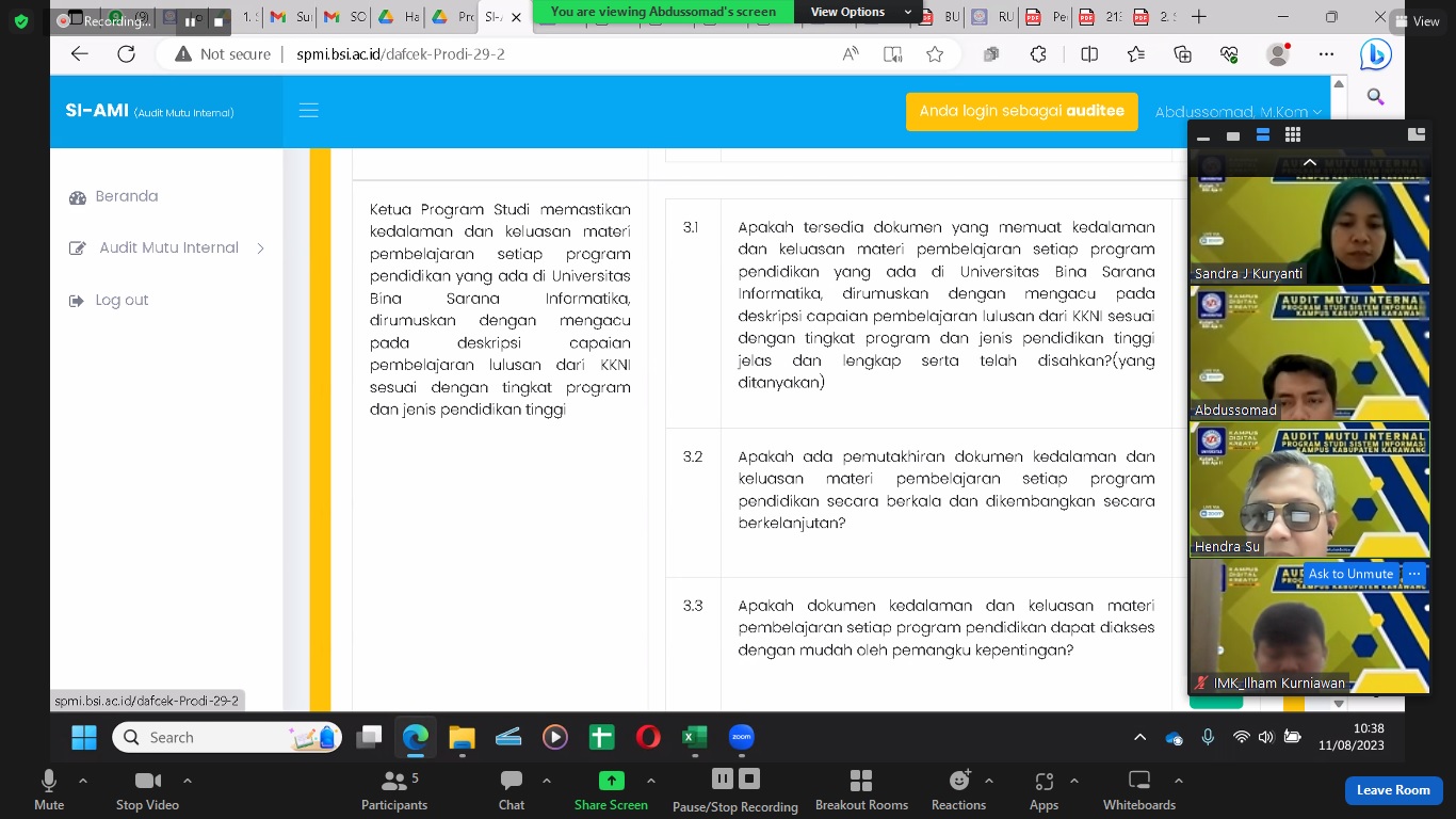 Sukseskan Audit Mutu Internal, BPMA Berkerjasama dengan Prodi Sistem Informasi Kampus Kabupaten Karawang Laksanakan AMI
