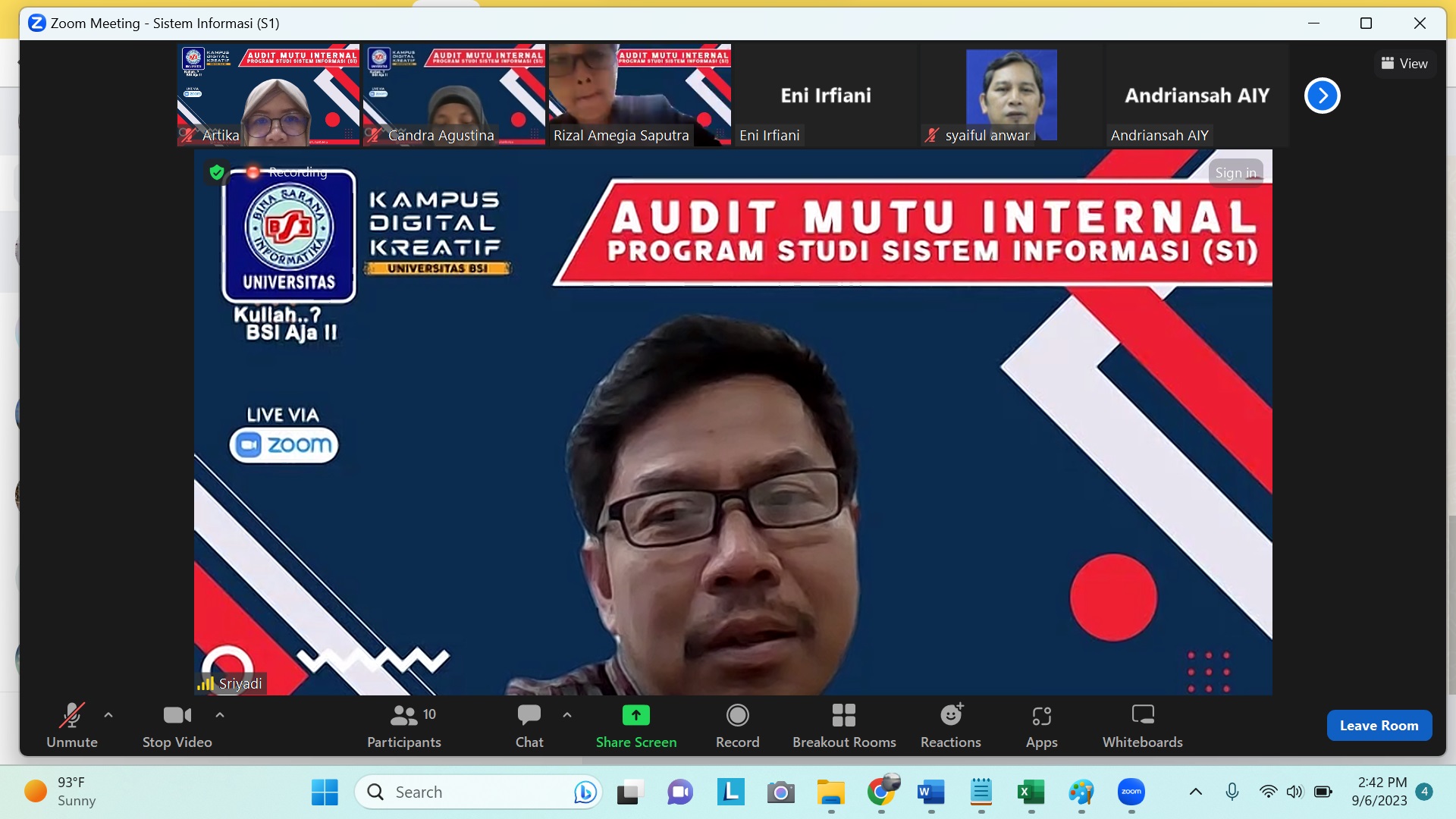 Menjaga Kualitas Mutu Prodi Sistem Informasi (S1) Melaksanakan Audit Mutu Internal Siklus 5
