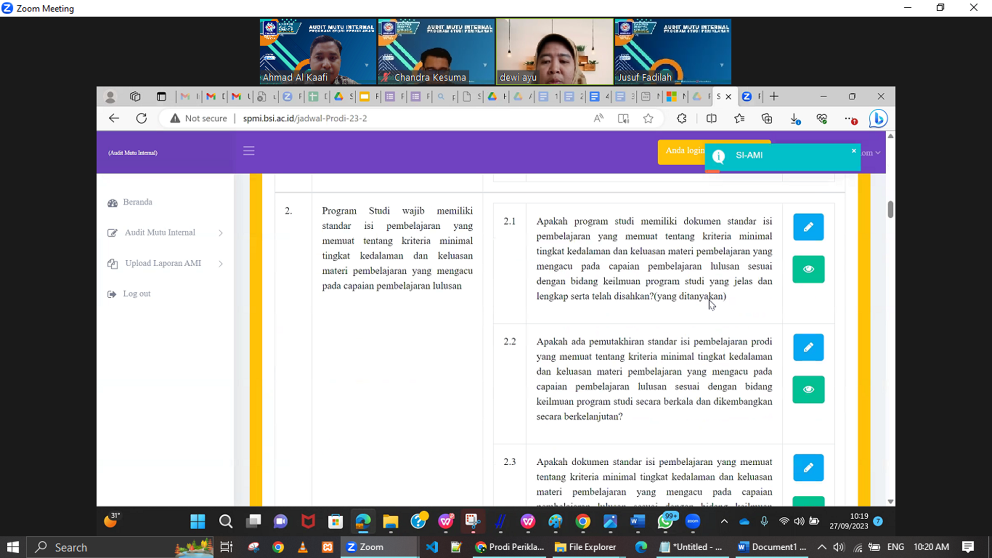 Audit Mutu Internal Program Studi Periklanan Berlangsung Lancar Menyongsong Standar Nasional Pendidikan yang Lebih Tinggi