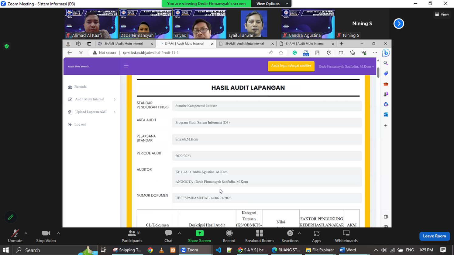 Audit Mutu Internal Program Studi Sistem Informasi (D3): Meningkatkan Standar Kualitas Pendidikan