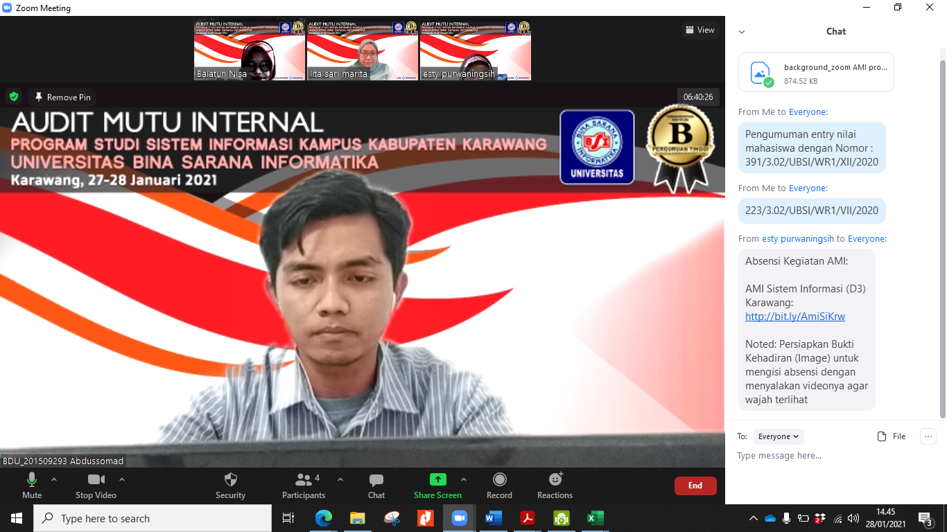 Prodi Sistem Informasi Kampus Kabupaten Karawang Melakukan Audit Secara Daring